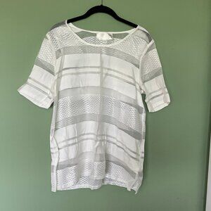 J.O.A. Anthropologie Gauzey Boxy Ribbon Top Size Large L